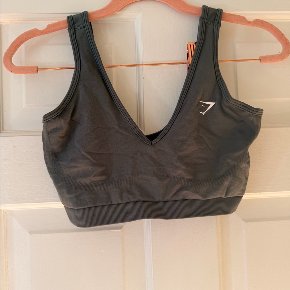 Gymshark Charcoal V-Neck Sports Bra